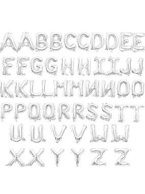 104 Pcs Silver Alphabet Letter Balloons | Bundle of 2 Sets of 52 Pcs (16")
